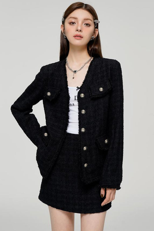 Black Edge Jacket & Chili Skirt Set-Up