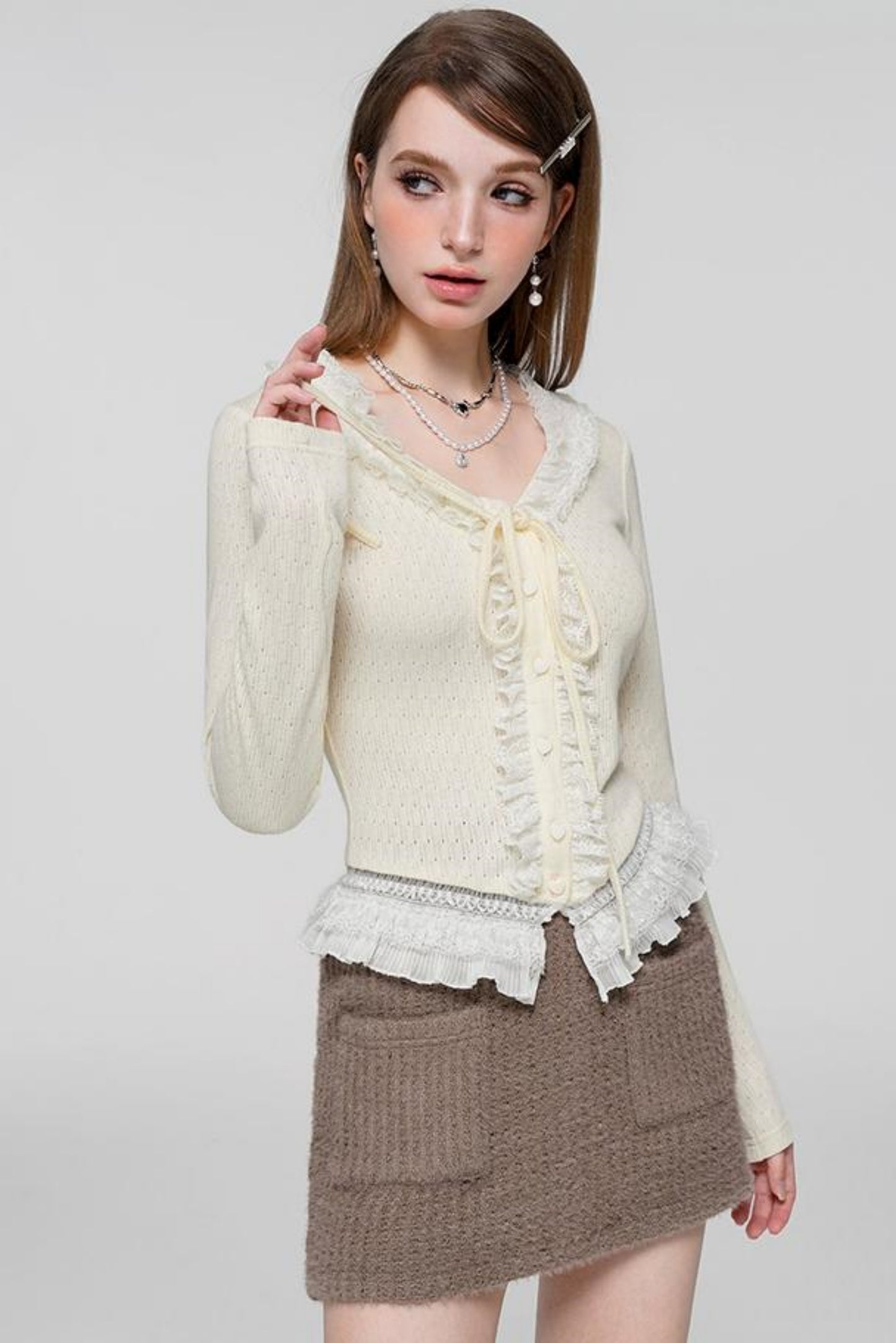 Sweet Lace Crop Sweater