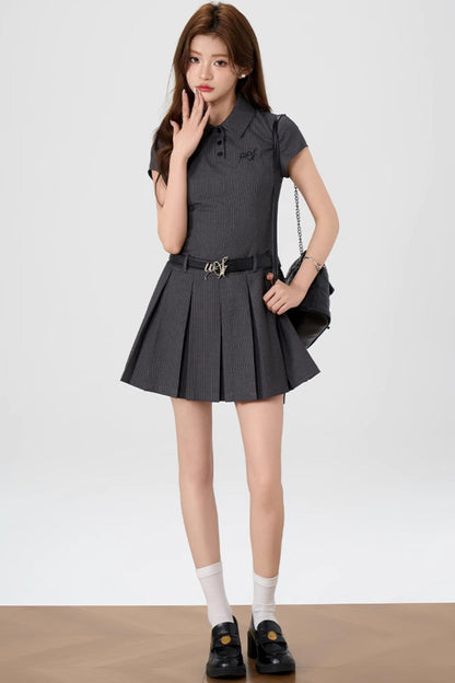 Summer Pleated Polo Dress