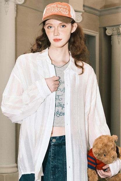 Sheer Texture Long Shirt
