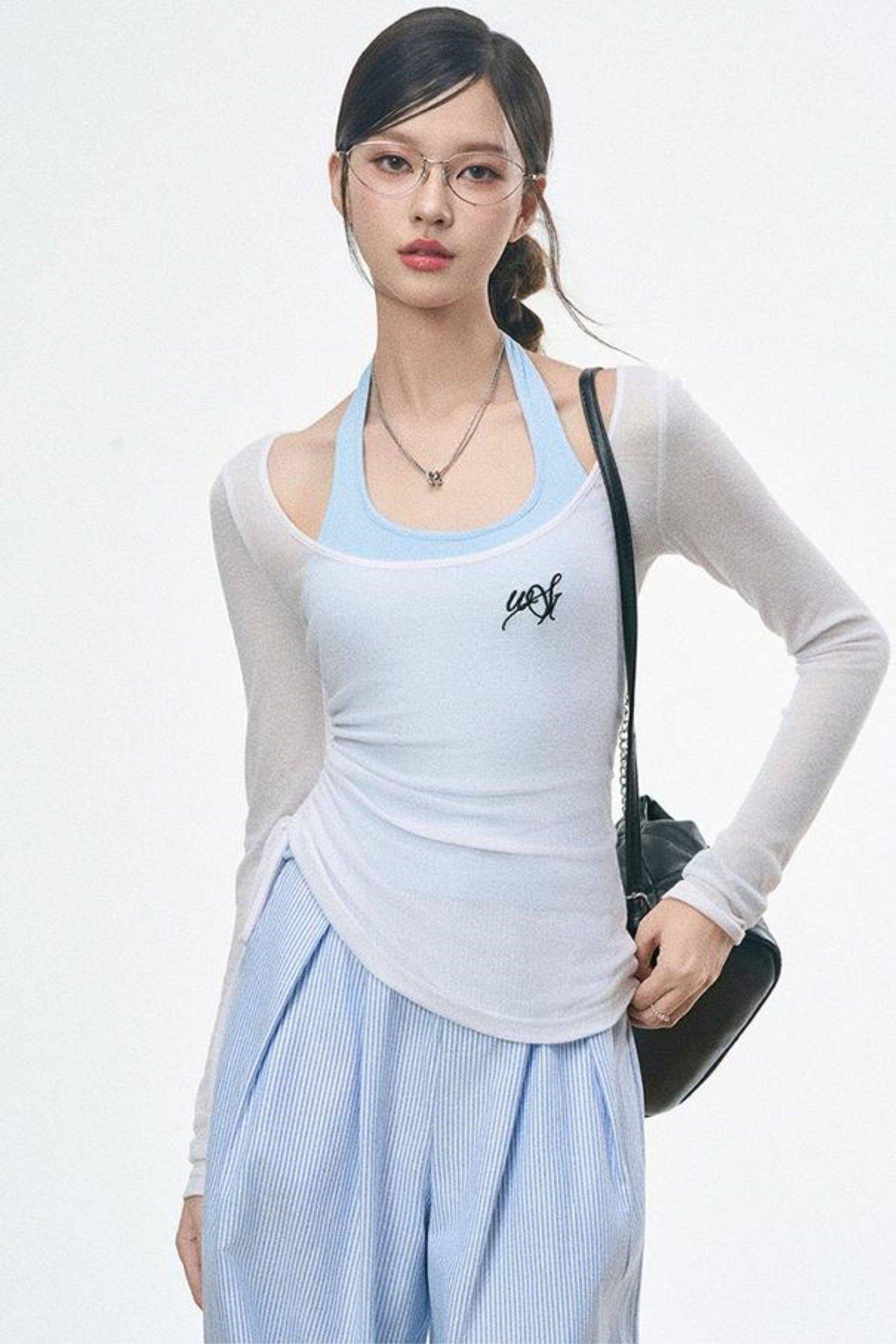 Blue Striped Ensemble Pants Set-Up