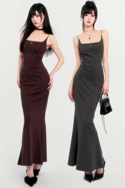 Romantic Long Strap Mermaid Dress