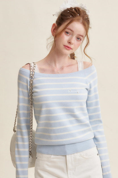 Preppy Style Striped Knit Top
