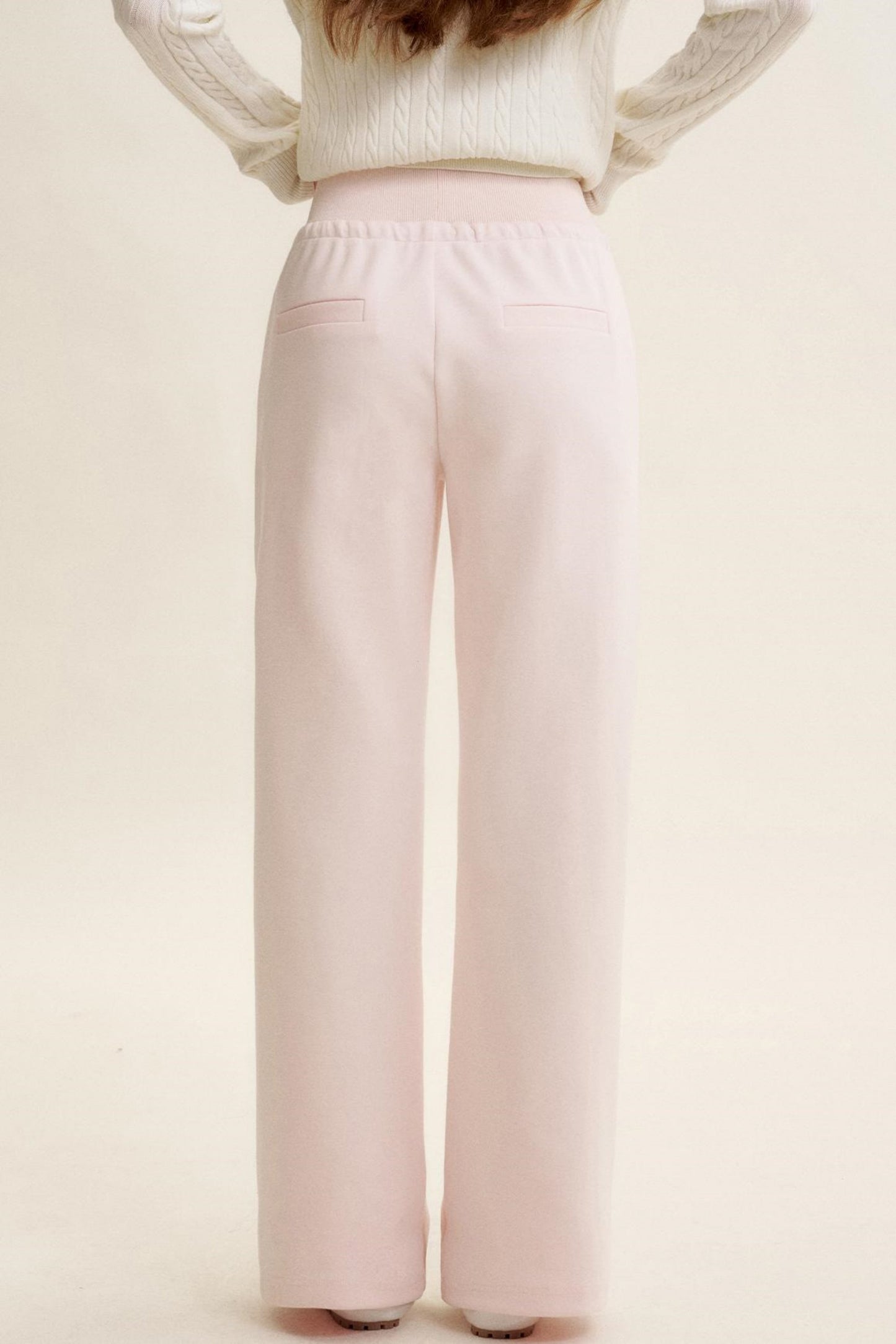 High-Waisted Macaron Cotton Blend Pants