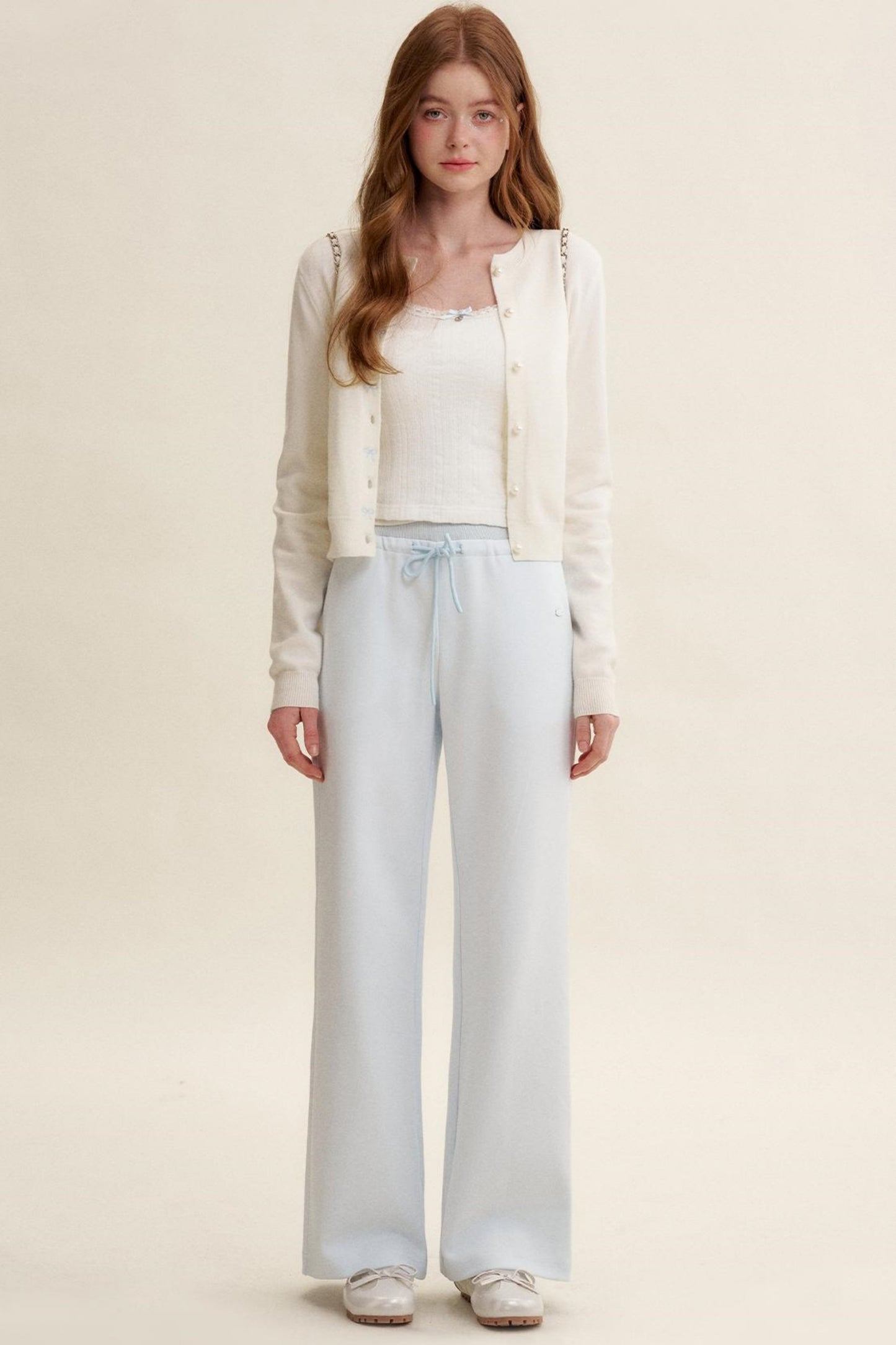 High-Waisted Macaron Cotton Blend Pants