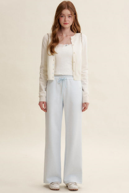 High-Waisted Macaron Cotton Blend Pants