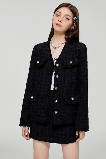 Black Edge Jacket & Chili Skirt Set-Up