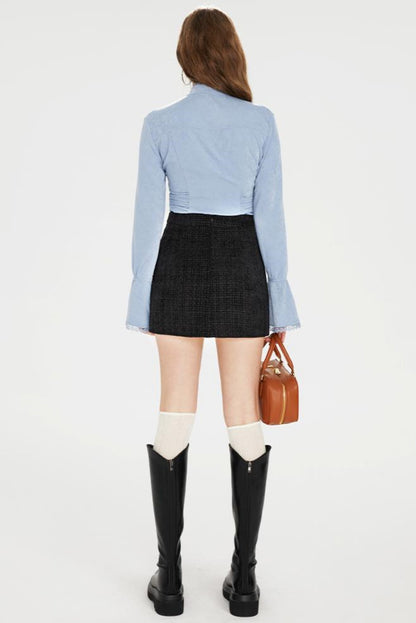 Pocket Accent Tweed Skirt Set-Up