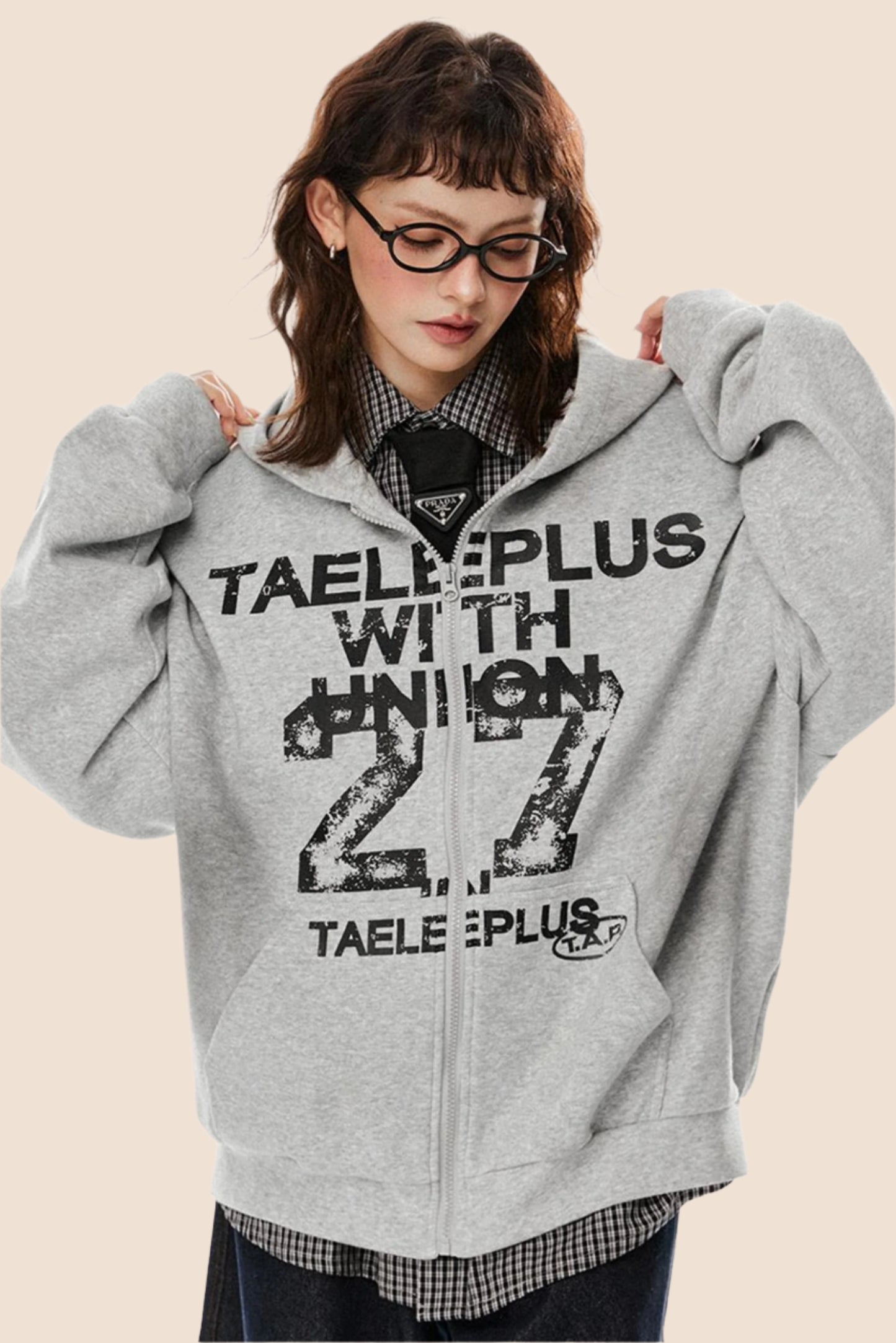 Nostalgic Gray Hooded Cardigan Jacket