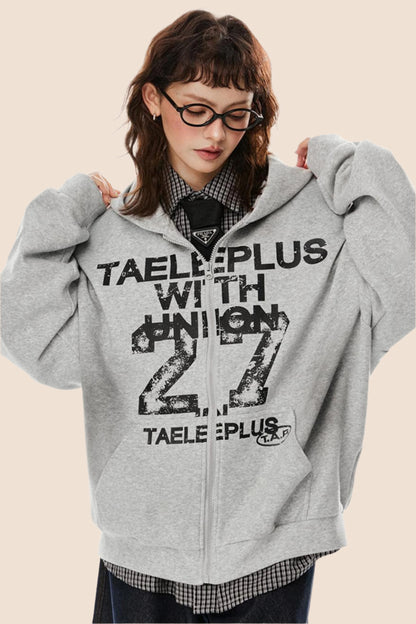 Nostalgic Gray Hooded Cardigan Jacket