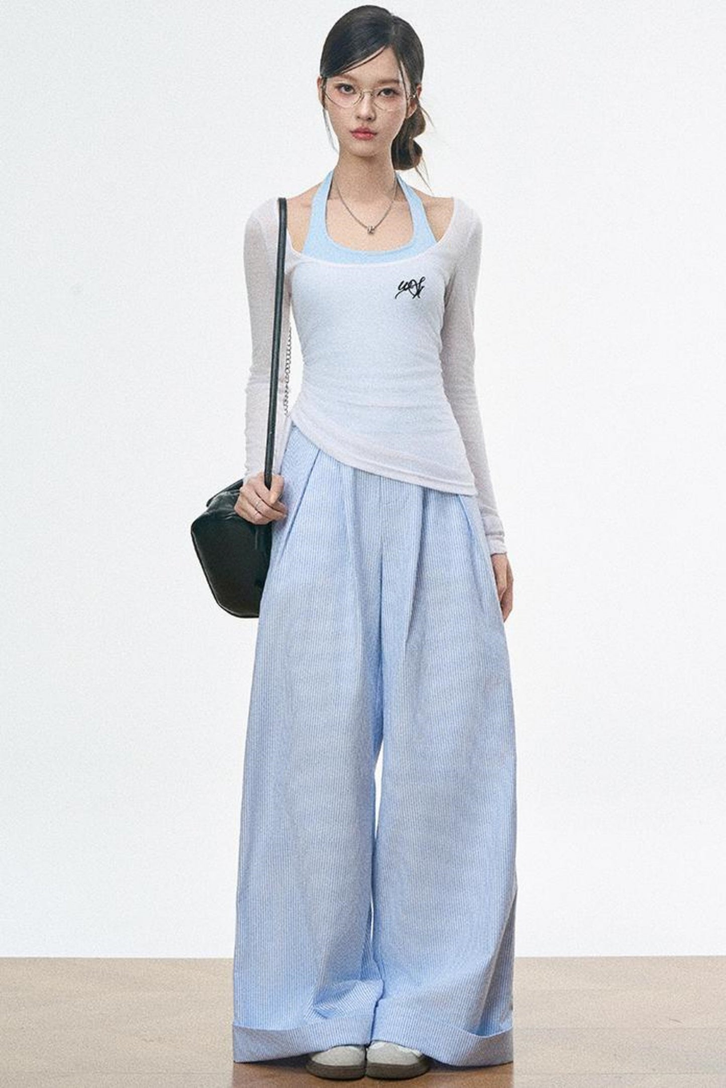 Blue Striped Ensemble Pants Set-Up