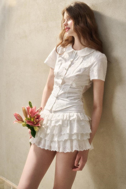 White Mint Cotton Lace Set-Up