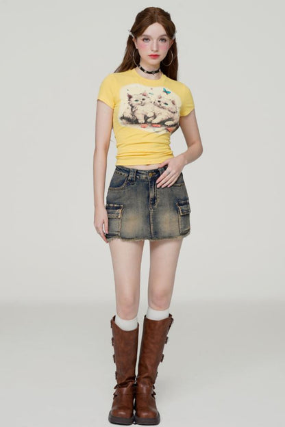 Low Waist Denim Skirt