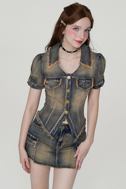 Low Waist Denim Skirt