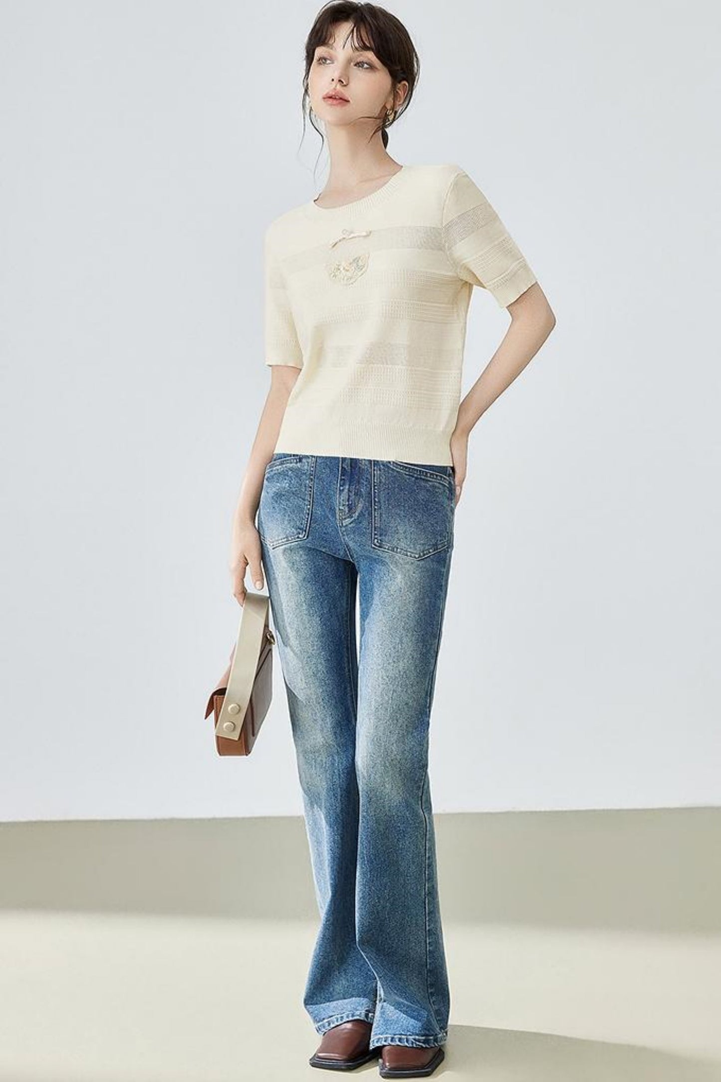 Summer Striped Knit Blouse