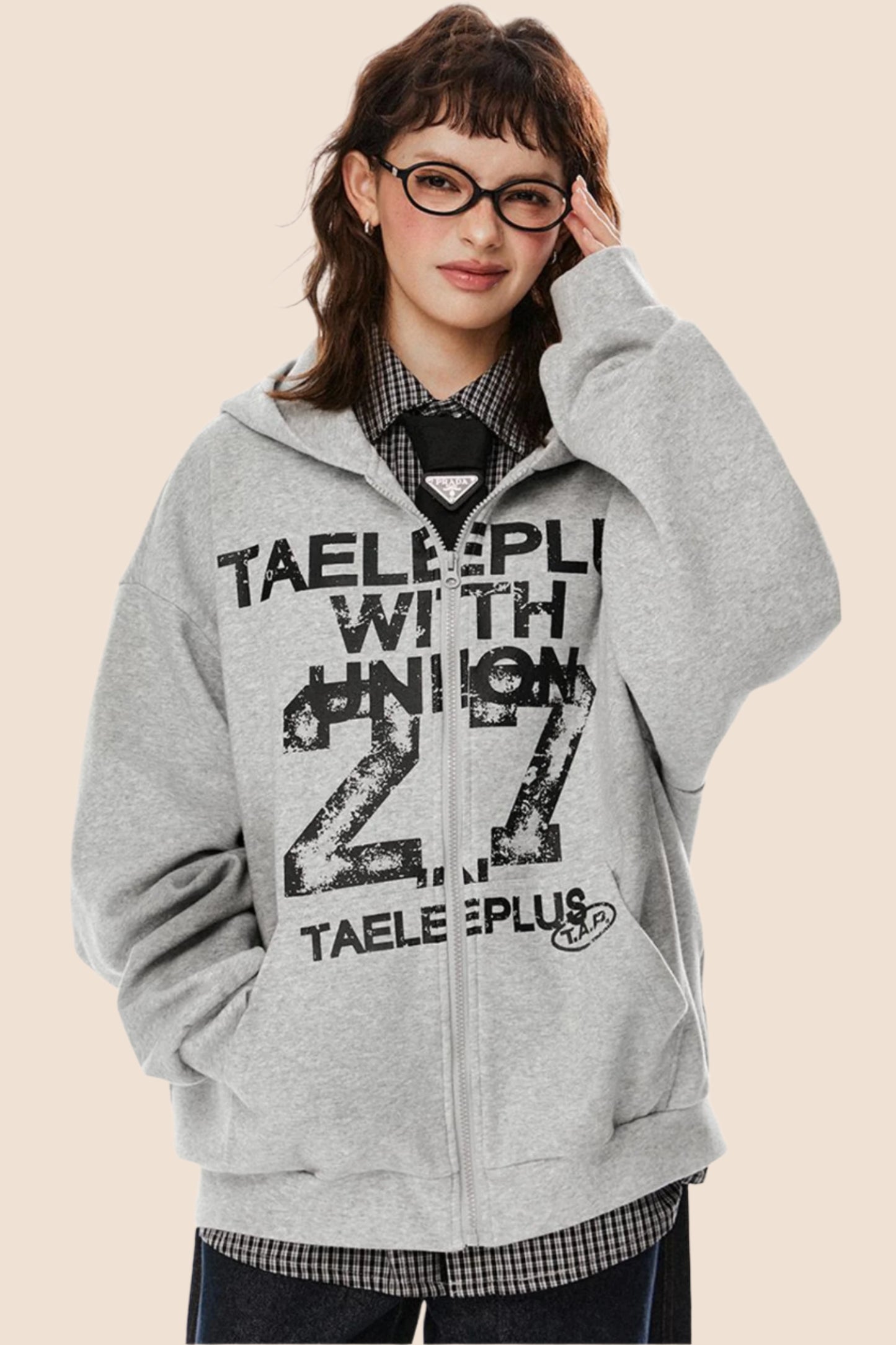 Nostalgic Gray Hooded Cardigan Jacket