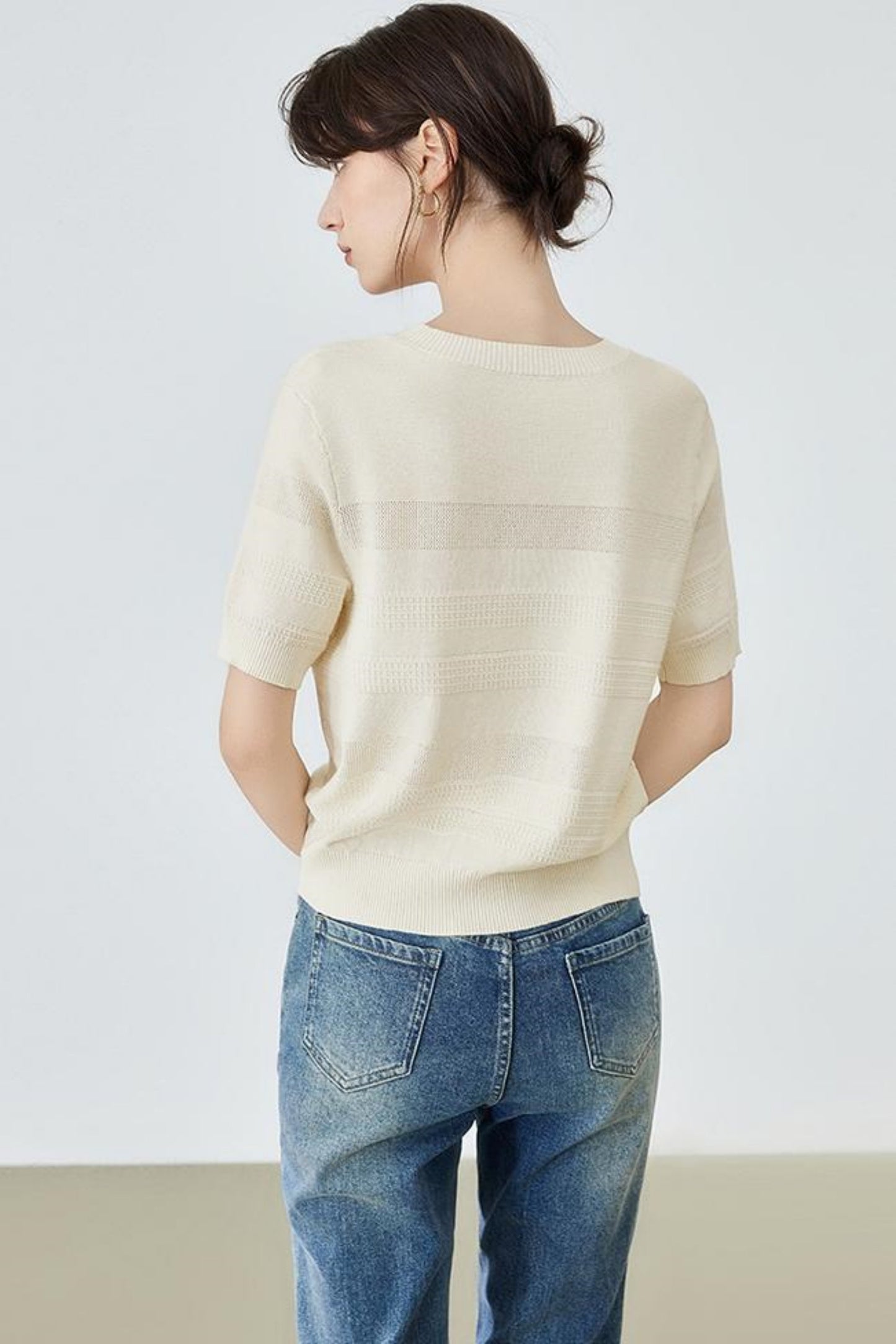 Summer Striped Knit Blouse