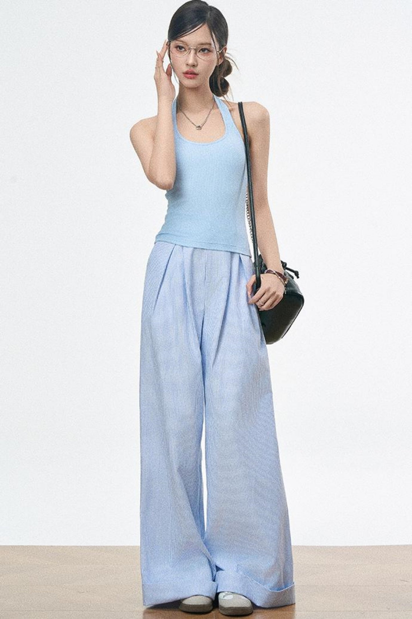 Blue Striped Ensemble Pants Set-Up