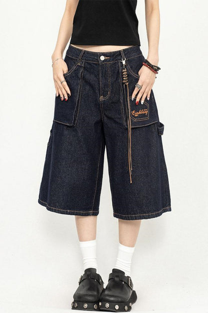 Wide-Leg Denim Trousers