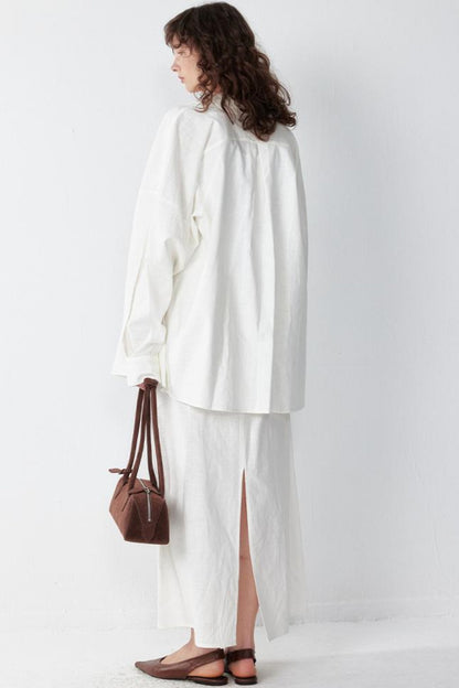 Ramie Layered Long Sleeve Shirt Set-Up