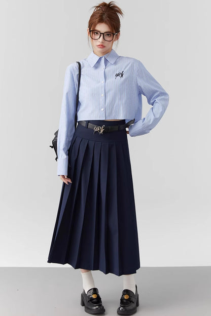 Striped Embroidered Blue Stripe Shirt