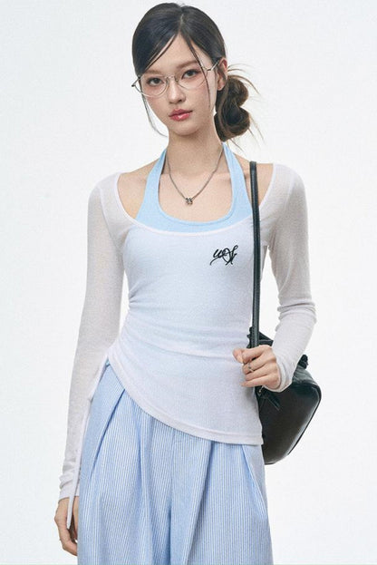 Blue Striped Ensemble Pants Set-Up