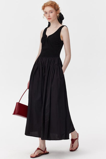 Black Drawstring Tank Dress
