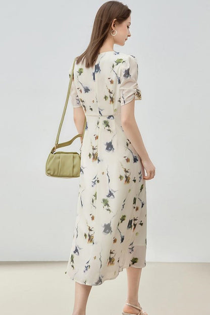 Floral V-Neck A-Line Dress