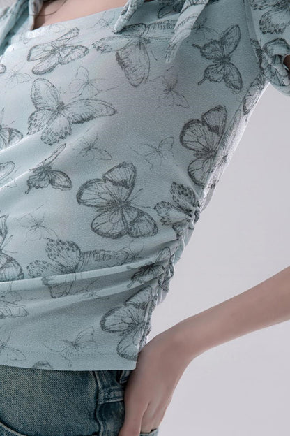 Frosted Green Cutout Knit Top