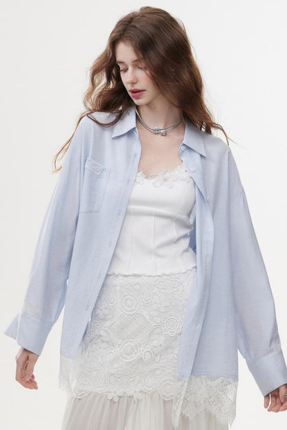 Lace-Trimmed Casual Shirt