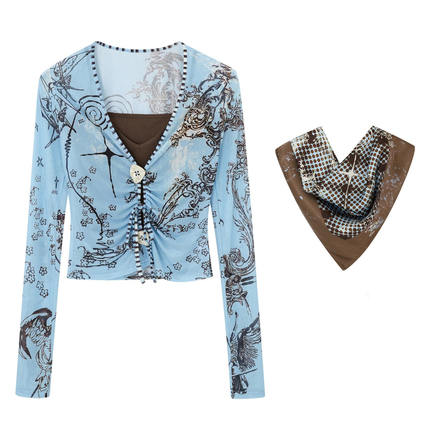 Star Mesh Cardigan With Long Skirt Set-Up