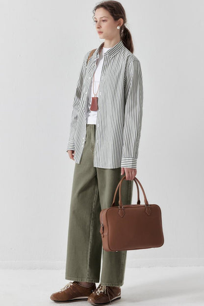 Green Striped Cotton Shirt