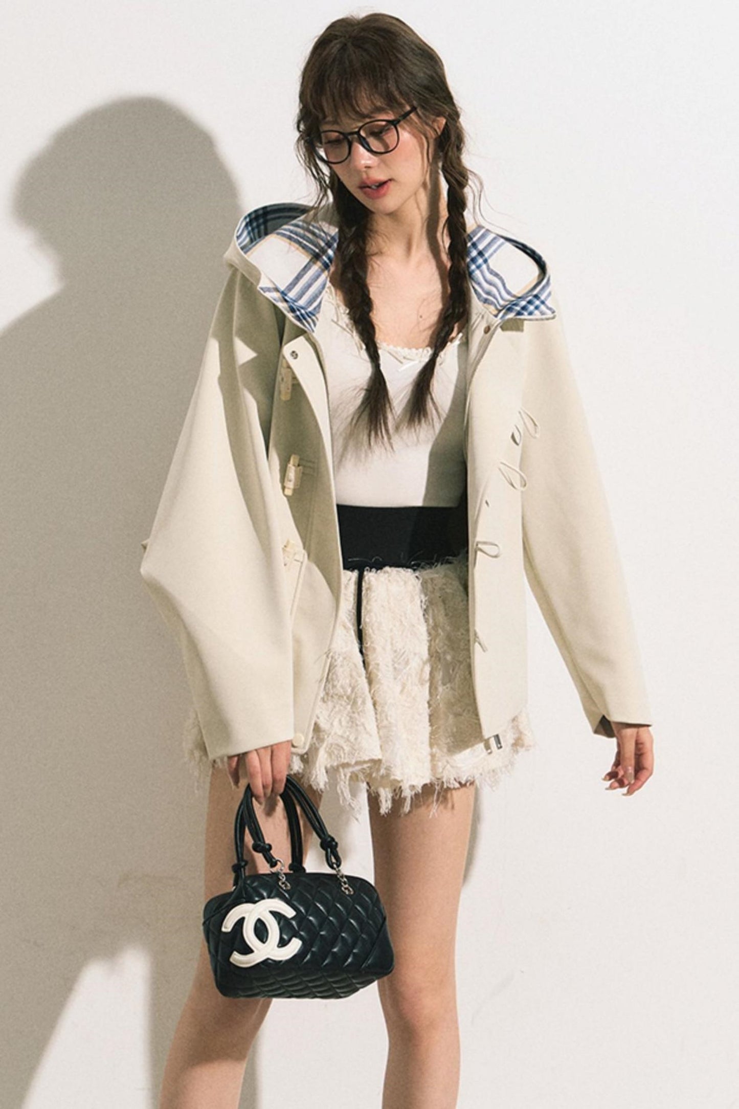 Navy Hooded Trench Coat