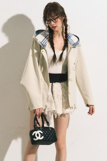 Navy Hooded Trench Coat