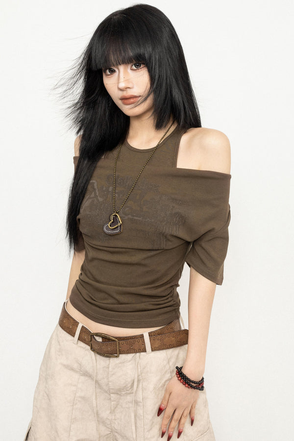 Design Neck Short Top