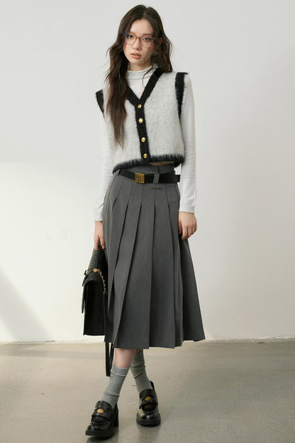 High Waist Pleated Skirt