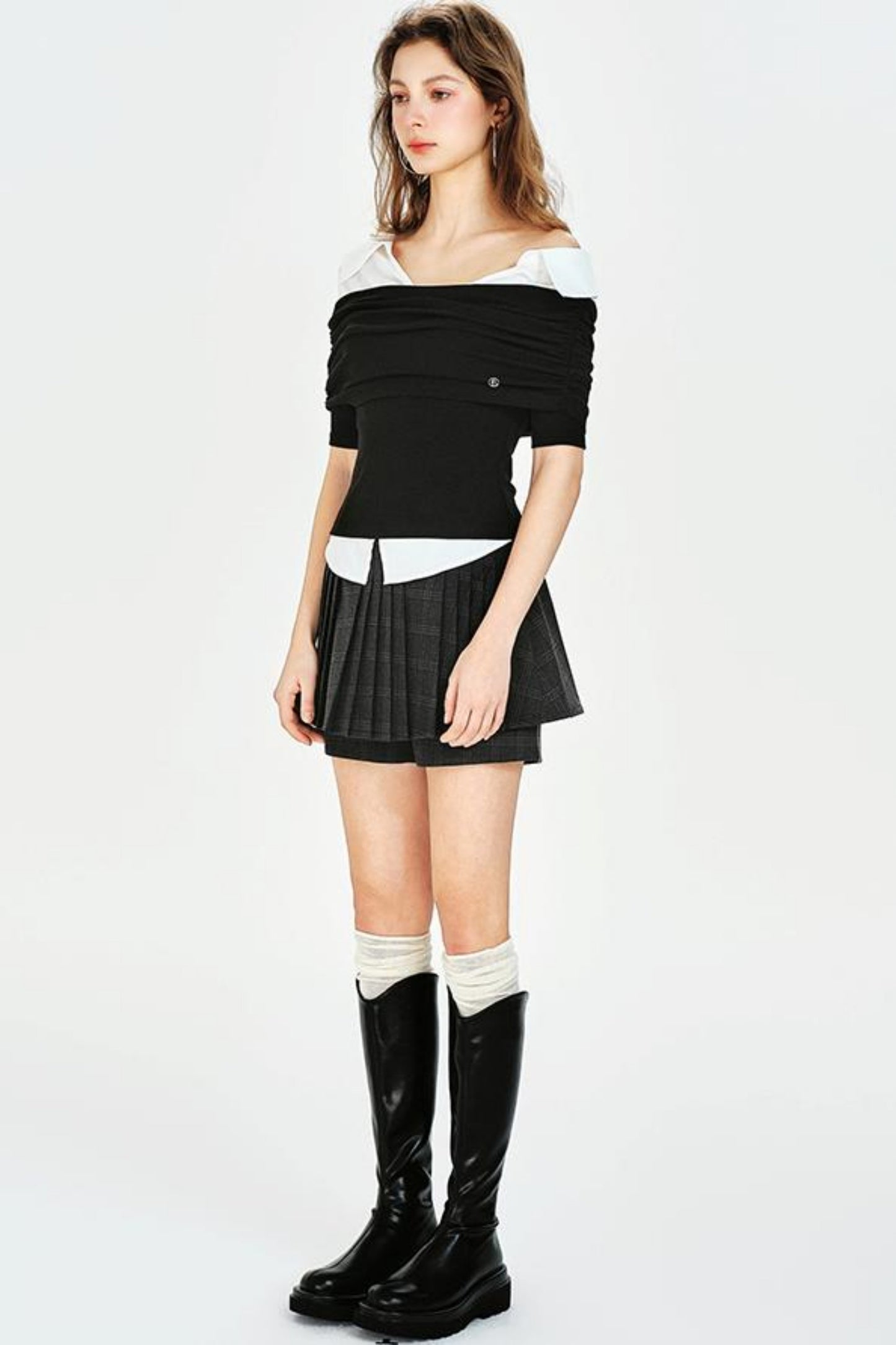 Vintage Style Off-Shoulder Knit Top