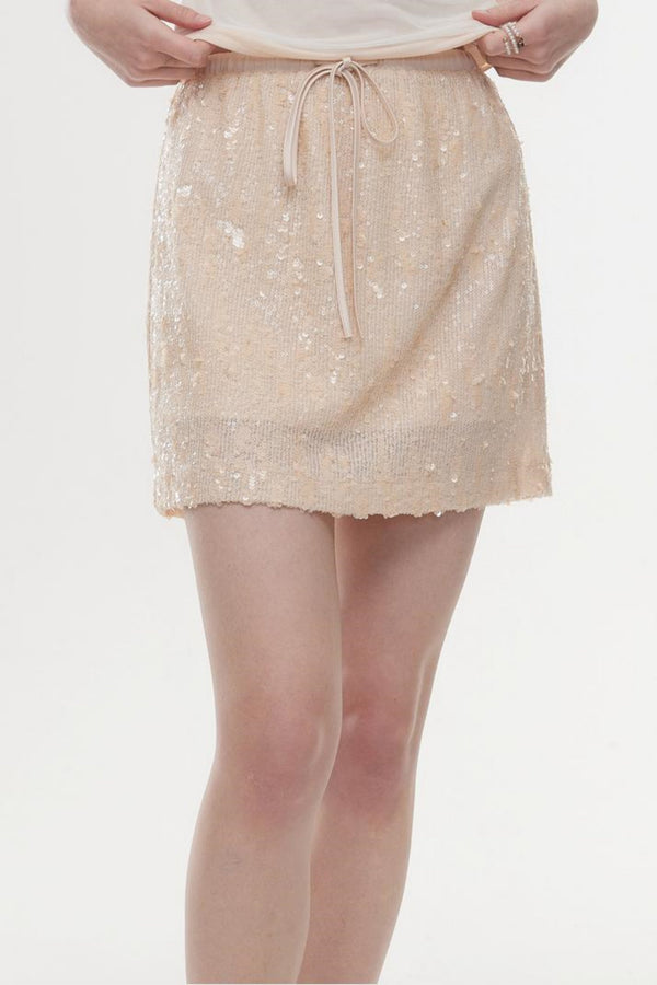 High-Waist Sequin A-Line Skirt