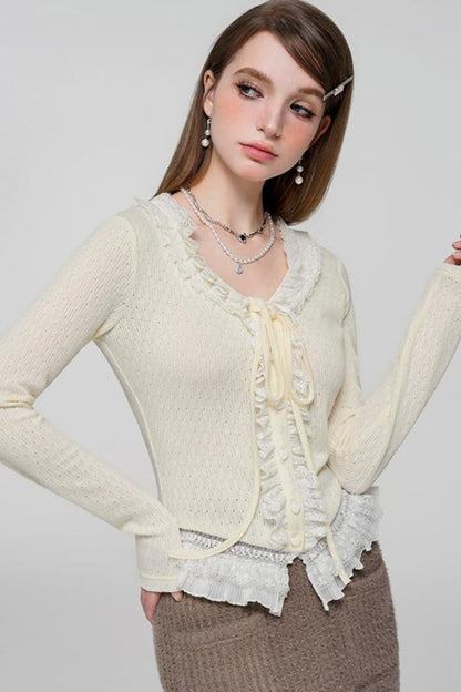 Sweet Lace Crop Sweater