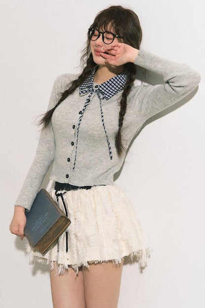 Slim Gray Knit Cardigan