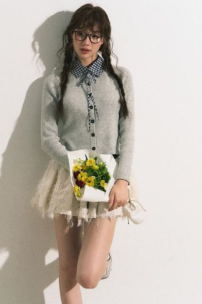 Slim Gray Knit Cardigan