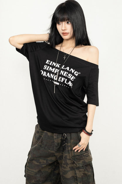 Casual Black Off-Shoulder Tee