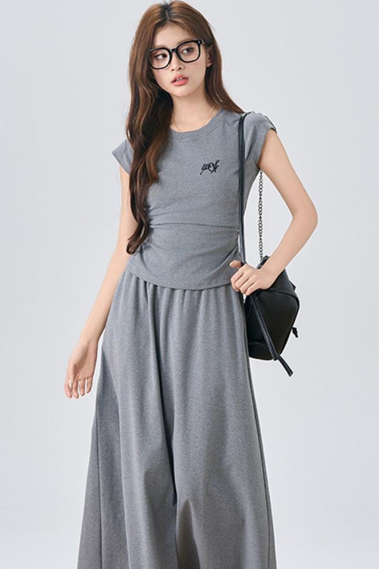 Flowy Sleeve Top And A-Line Skirt Set-Up