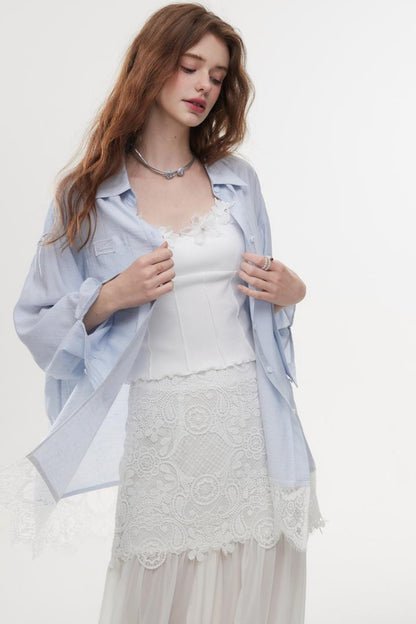 Lace-Trimmed Casual Shirt