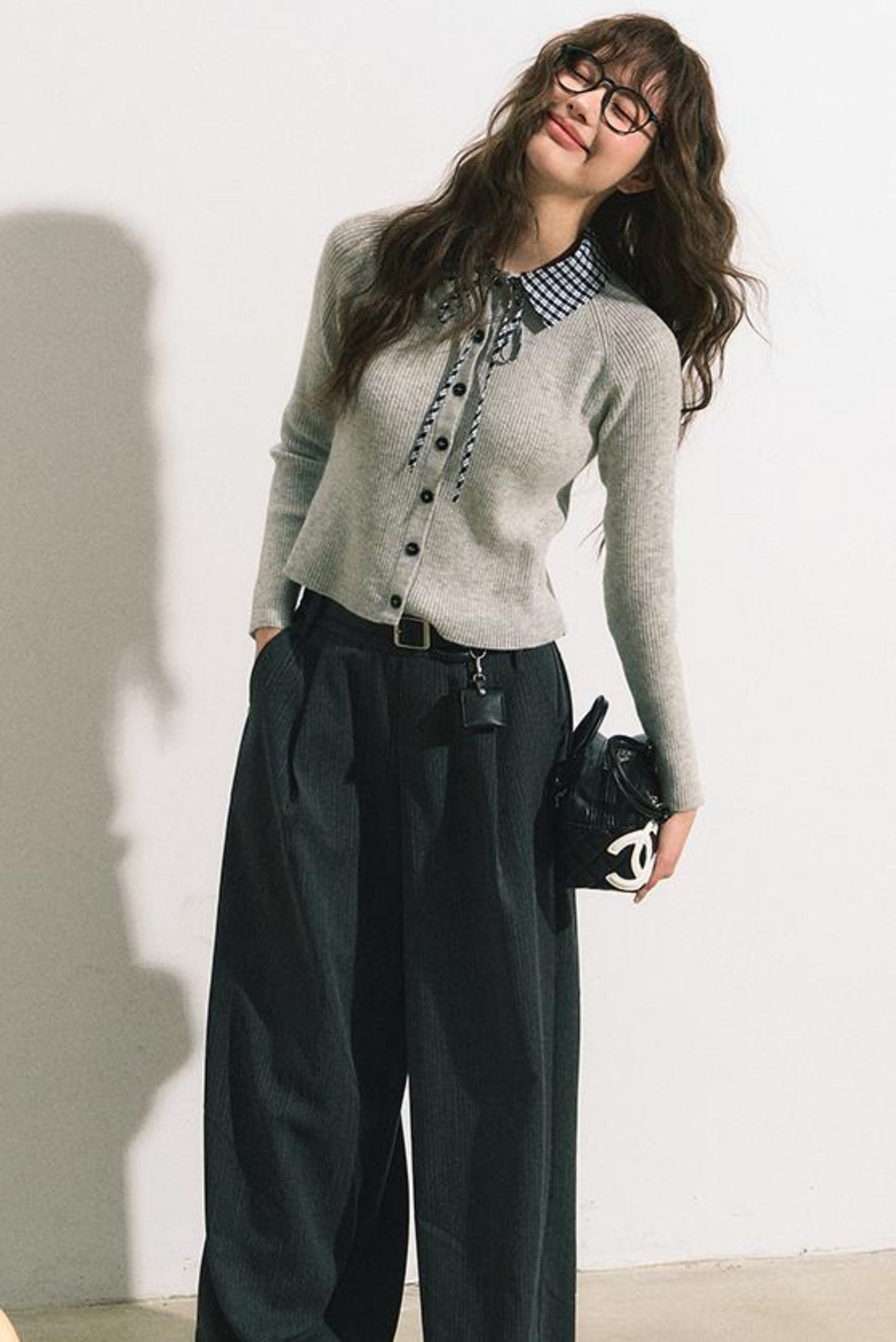 Slim Gray Knit Cardigan