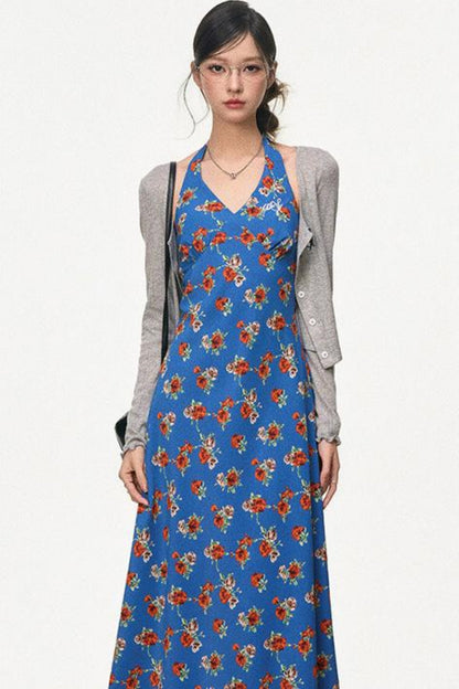 Halter Floral Slim Fit Dress Set-Up