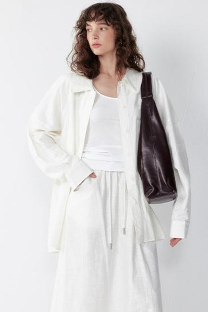 Ramie Layered Long Sleeve Shirt Set-Up