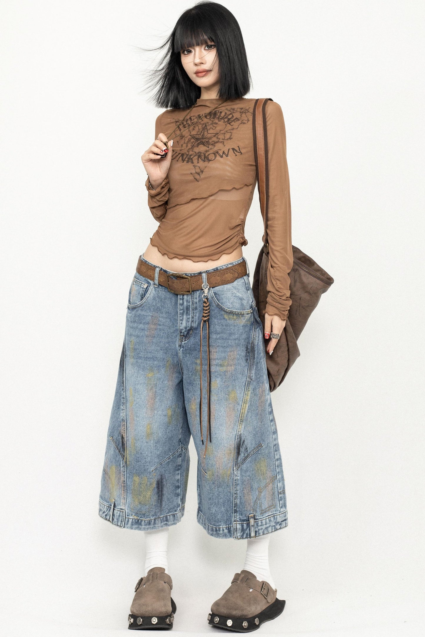 Retro Chic Brown Tulle Top