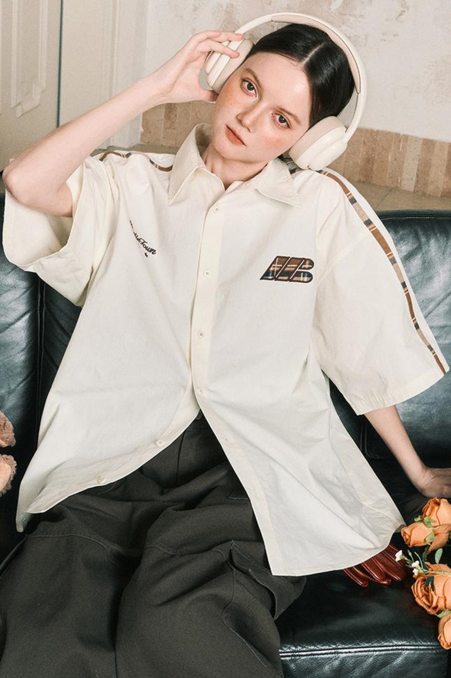 Grid Pattern Half Sleeve Shirt