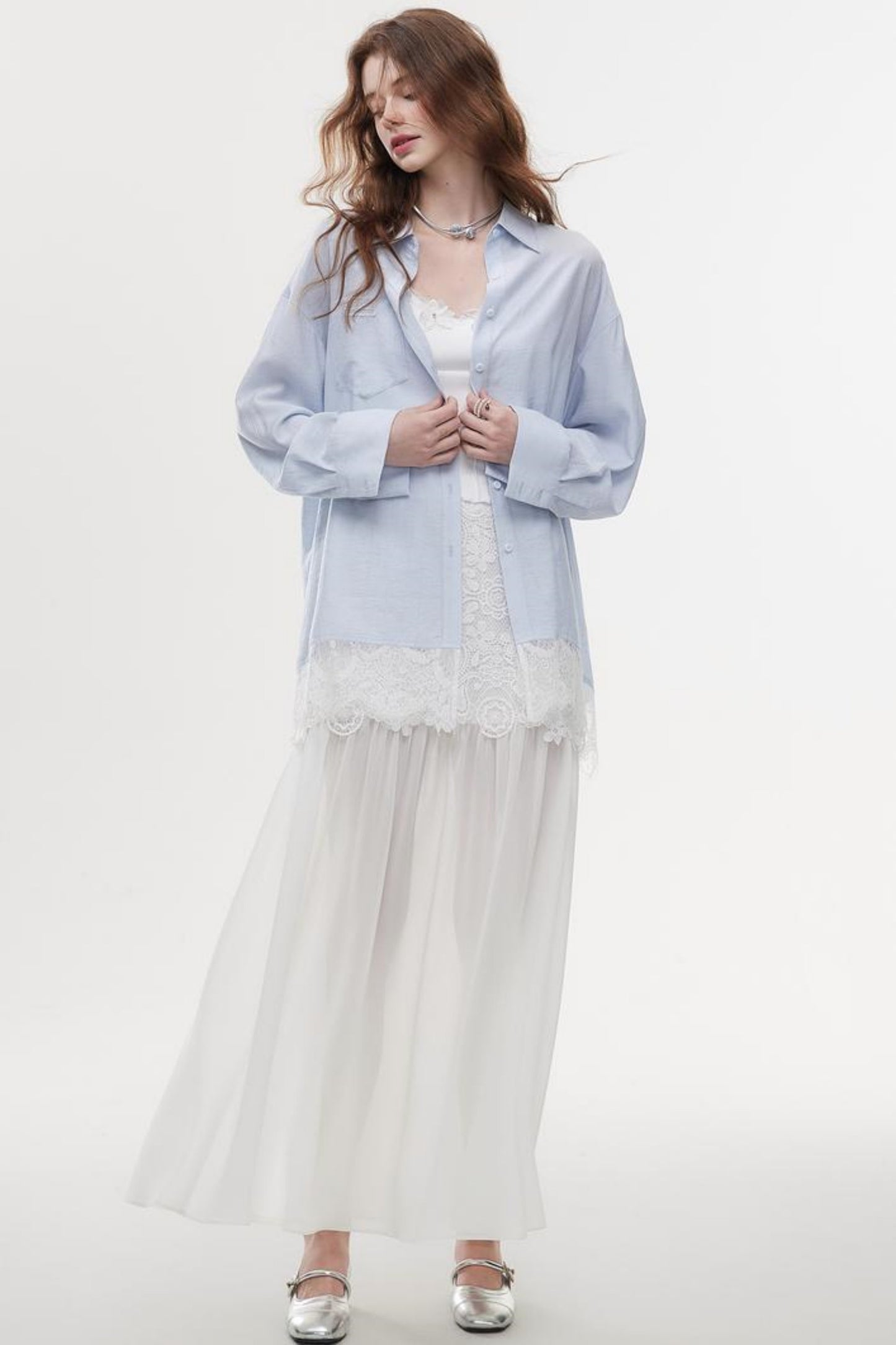 Lace-Trimmed Casual Shirt